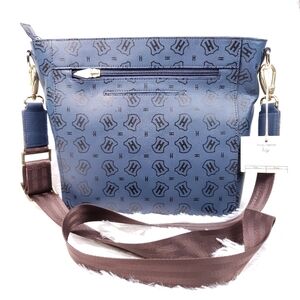 J.W. Hulme Leather Blue Logo Crossbody Bag NEW